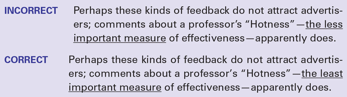 Image shows an example when a person should not use the comparative when comparing more than two things.